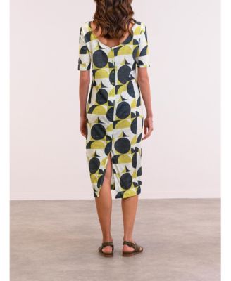 Women's Linen Blend Button Back Midi Dress