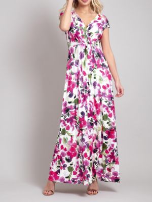 Women's Sophia V-Neck Short Sleeve Maxi Dress