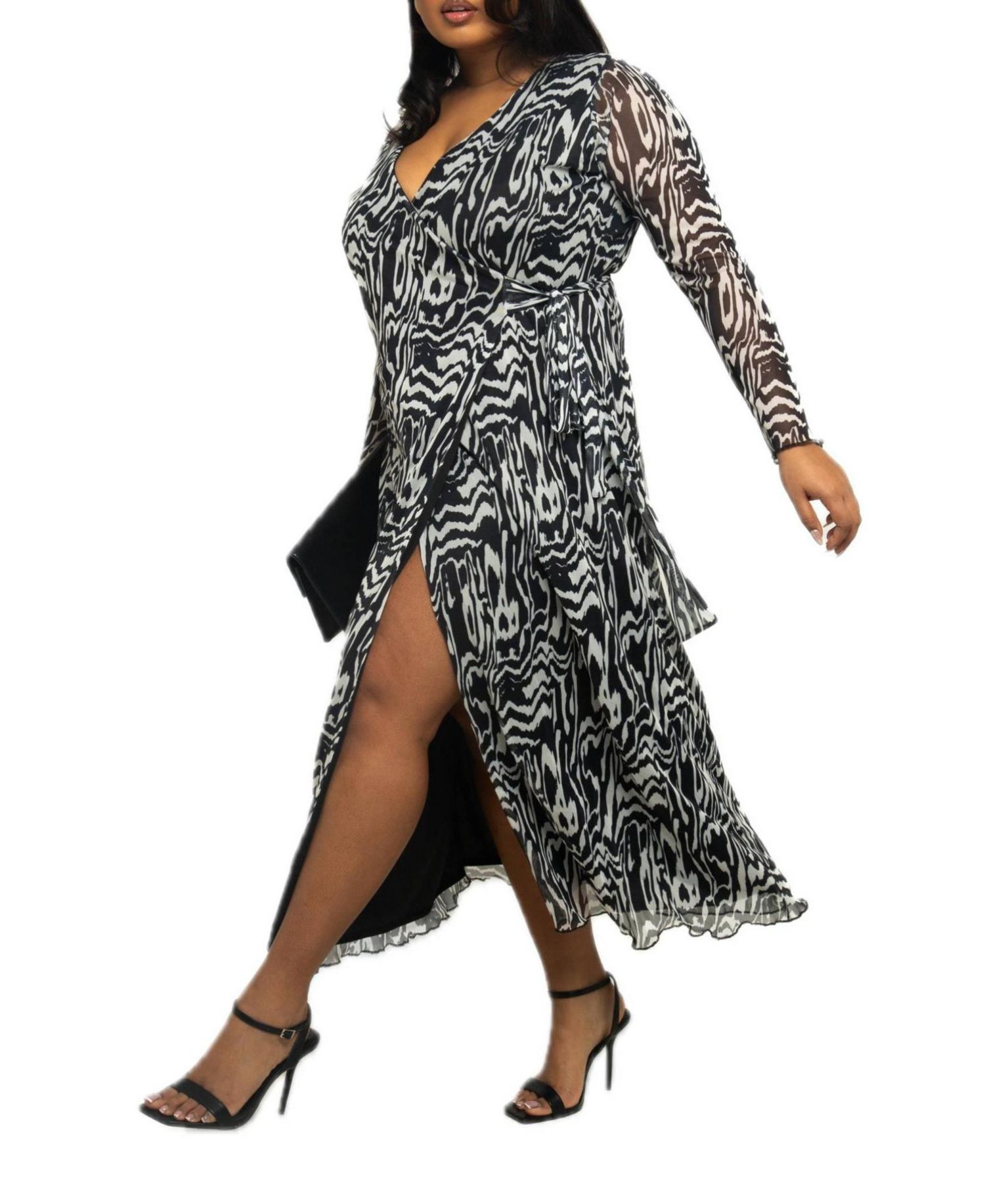 Women's Monochrome Print Midaxi Dress With Slit