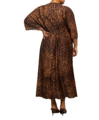 Women's Leopard Print Midi Dress