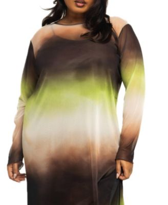 Women's Flowy Ombre Print Midi Dress