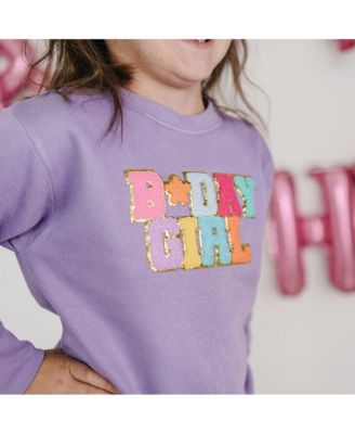 Little and Big Girls Birthday Girl Patch Sweatshirt