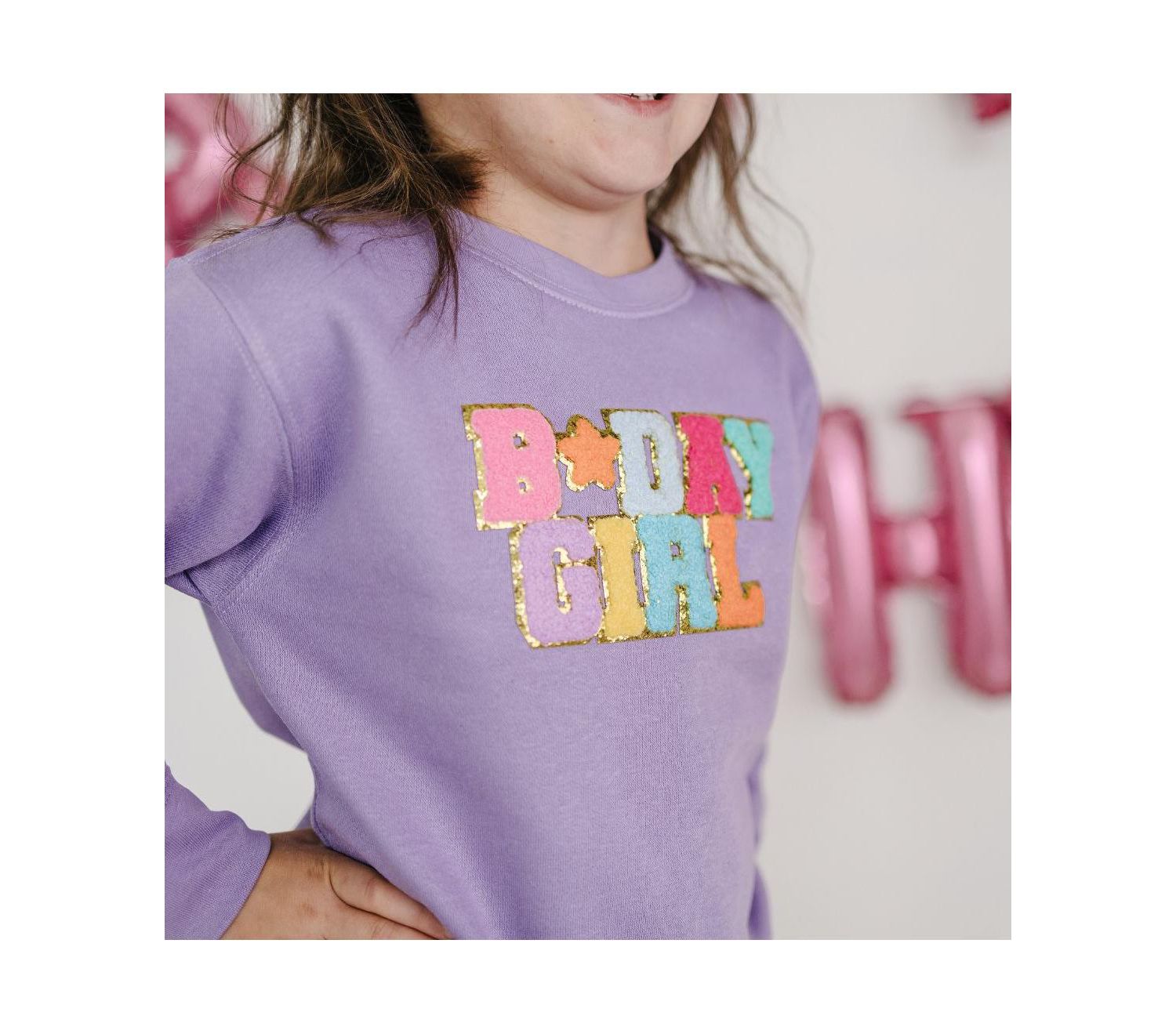 Little and Big Girls Birthday Girl Patch Sweatshirt