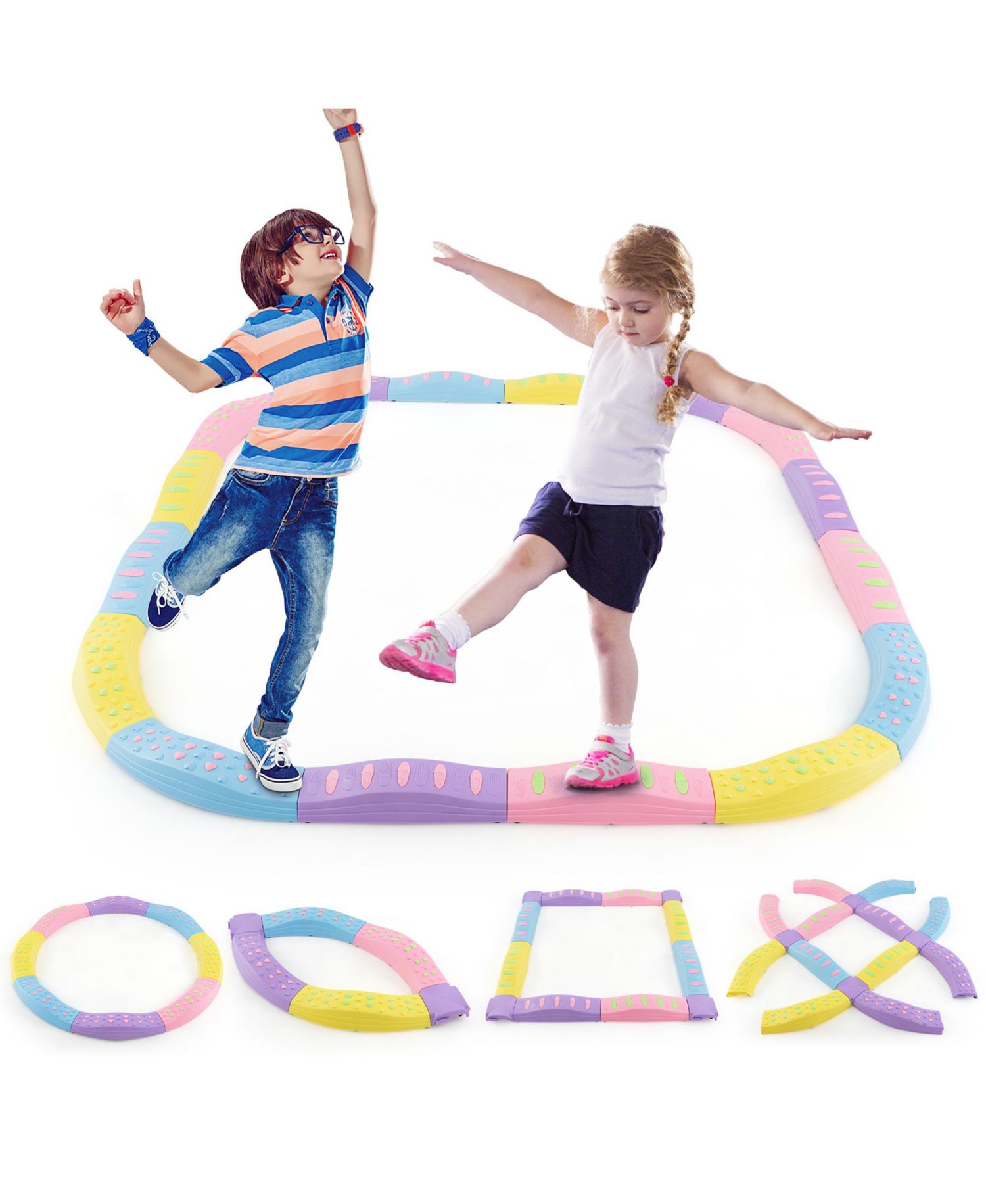 Balance Beams for Kids w/ Non-slip Textured Surface Bottom Pad Multicolor