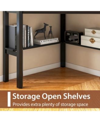 Corner Wooden Computer Desk for Home Office or Study, Compact Laptop Workstation