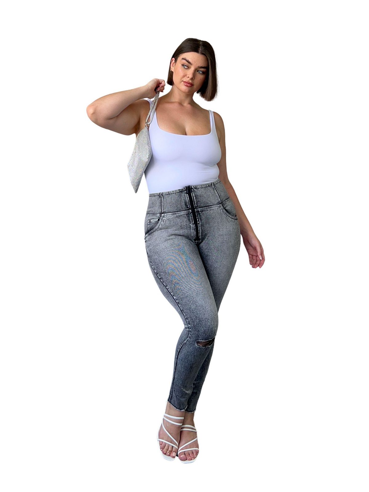 Freddy Women's Curvy Ripped High-Rise Sculpting Skinny Jeans view 6 — MAYCSS fashion products