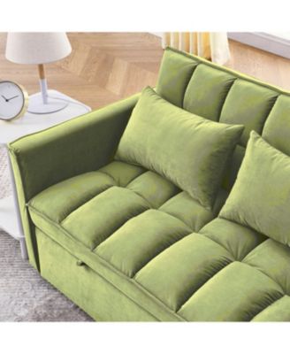 Velvet Green 54" Sleeper Sofa with Adjustable Back
