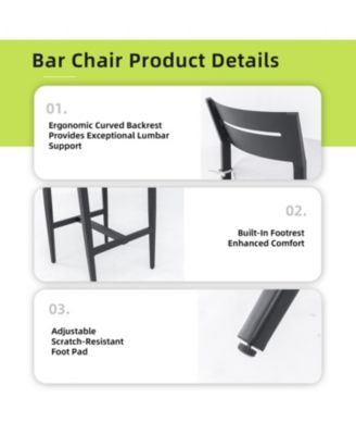 Modern Outdoor Bar Stools - Ember Black Sunbrella Cushion