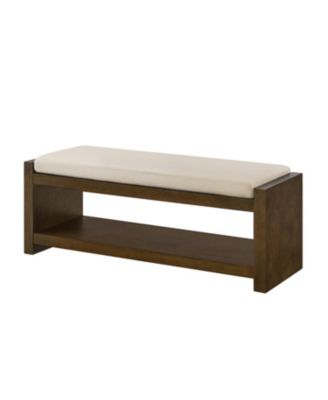 47" Accent Bench with Shoe Rack Padded Seating Removable Cushion