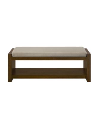 47" Padded Bench with Shoe Rack - Granite Linen
