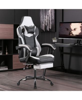 Gaming Chair with Footrest Ergonomic High Back Black/White