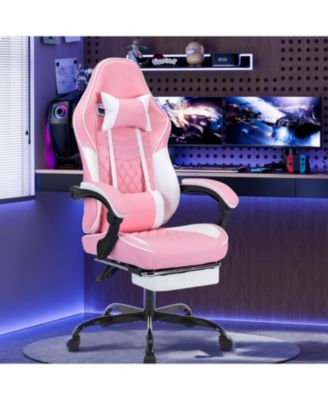 1 Count Leather Gaming Chair with Massage & Footrest