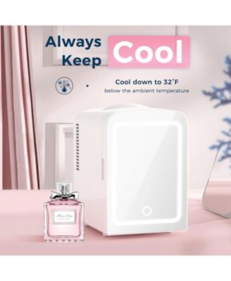 Makeup Compact Refrigerator With Mirror, 4L Mini Fridge for Bedroom, Car, Office & Dorm, Portable Small Cooler for Cosmetics