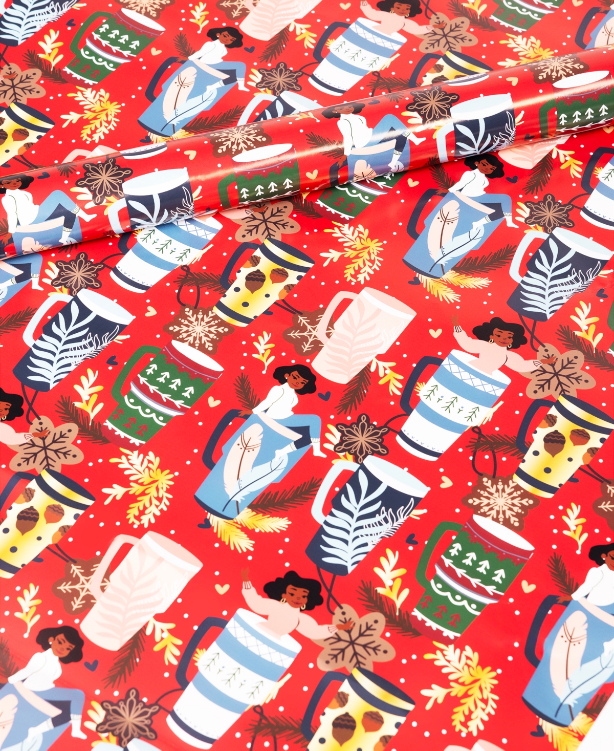 Black Paper Party Holly Mug Gift Wrap In Red