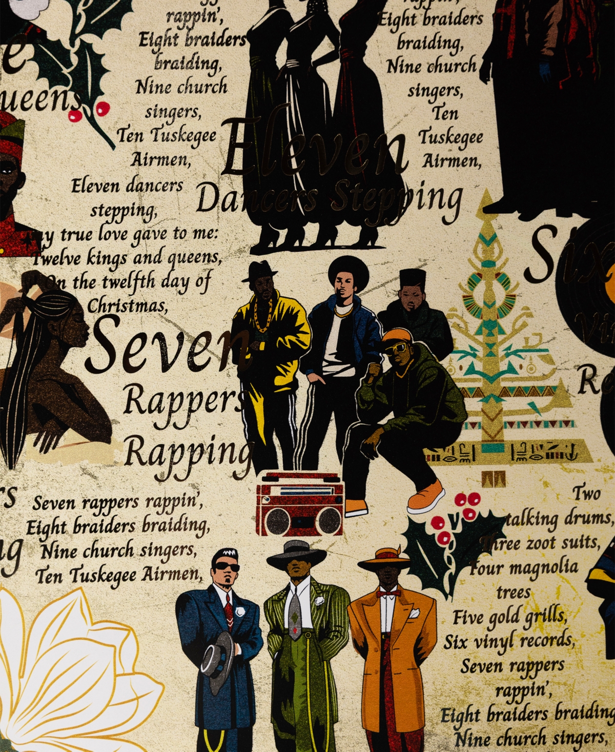 Black Paper Party Twelve Days Gift Wrap In Gold