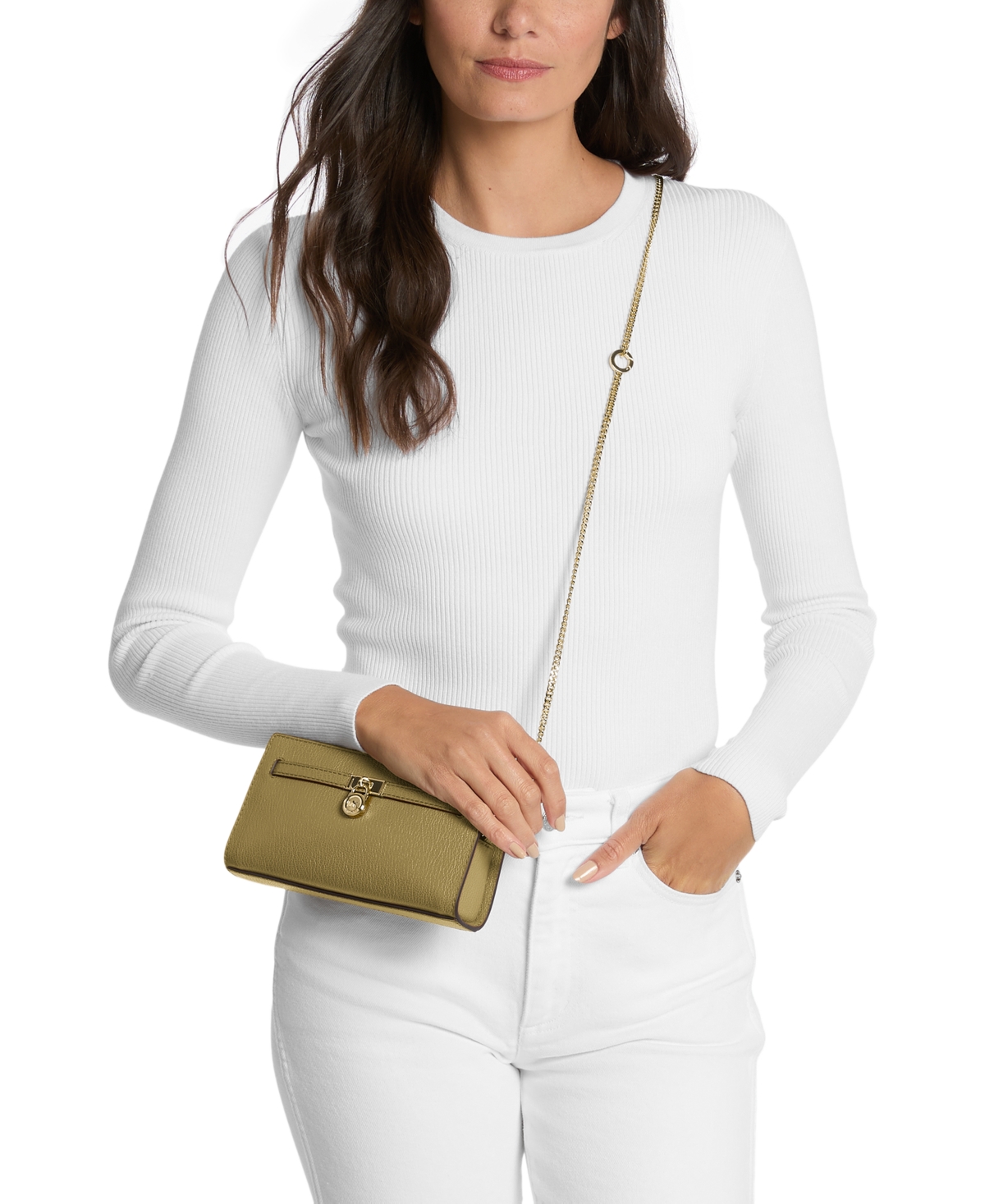 Michael Kors Hamilton Small Leather Convertible Crossbody In Green