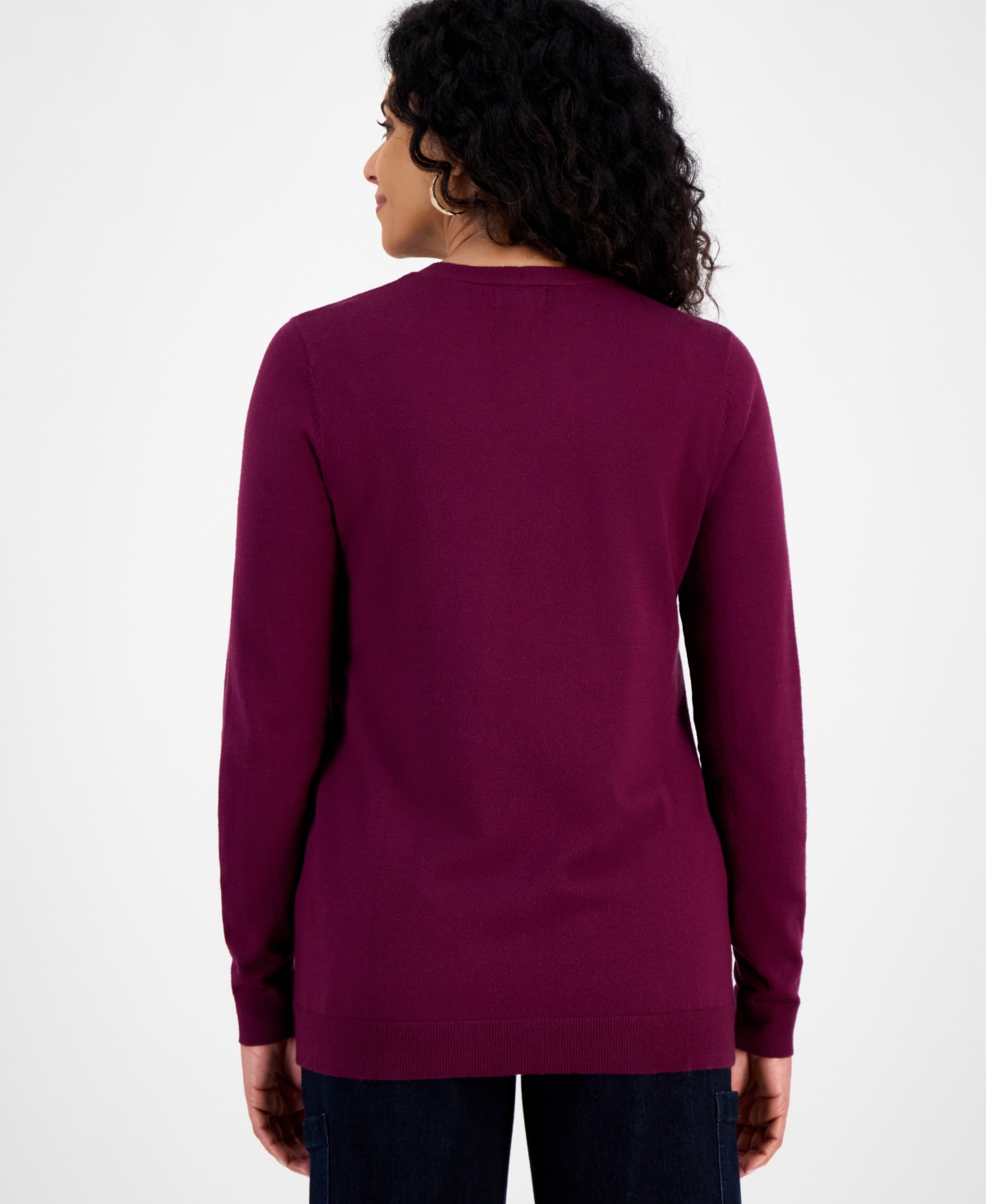 Style & Co Petite Open-front Cardigan, Macy's Exclusive In Purple