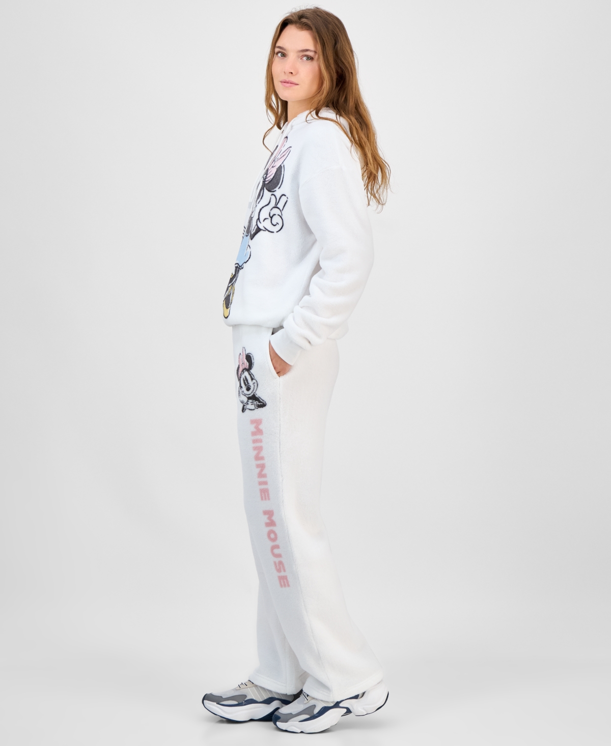 Disney Juniors' Minnie Drawstring Plush Joggers In White