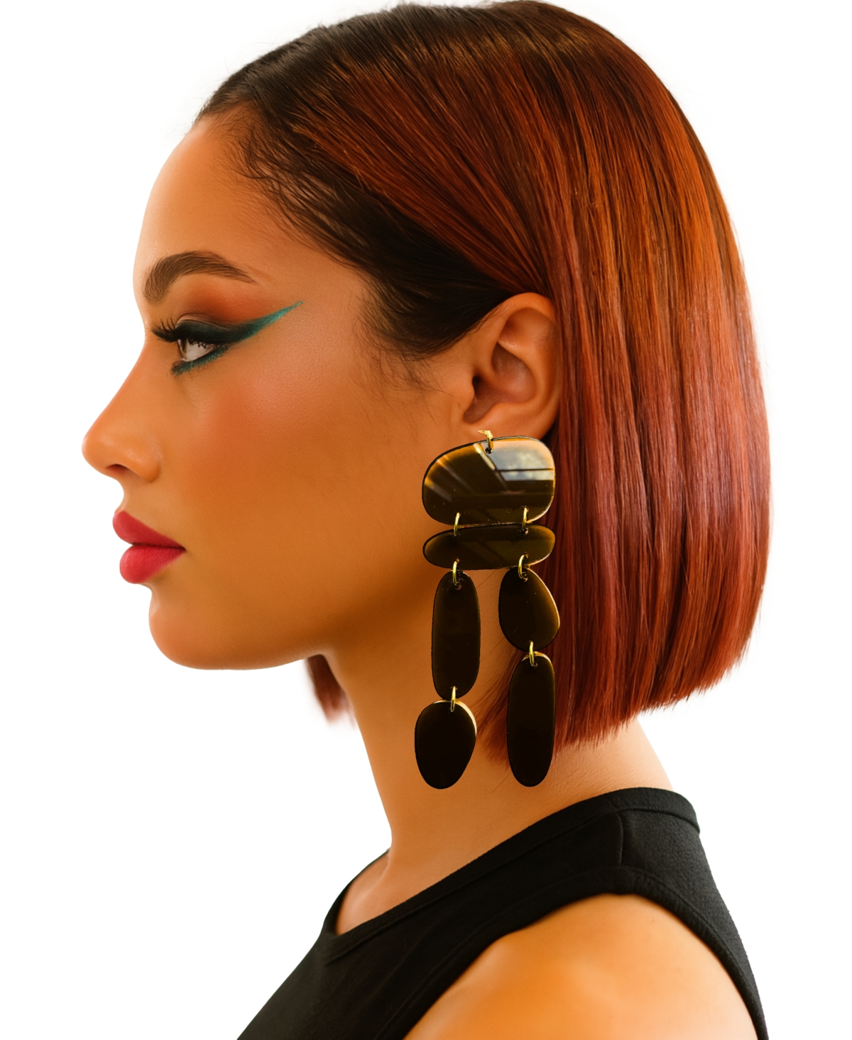 Swanky Designs Harlow Dangle Sculptural Earrings In Red