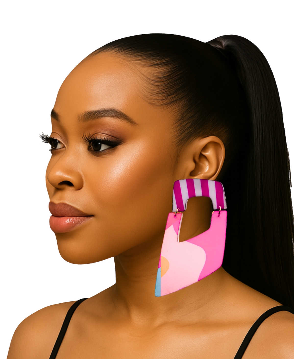 Swanky Designs Raquel Dangle Abstract Earrings In Pink