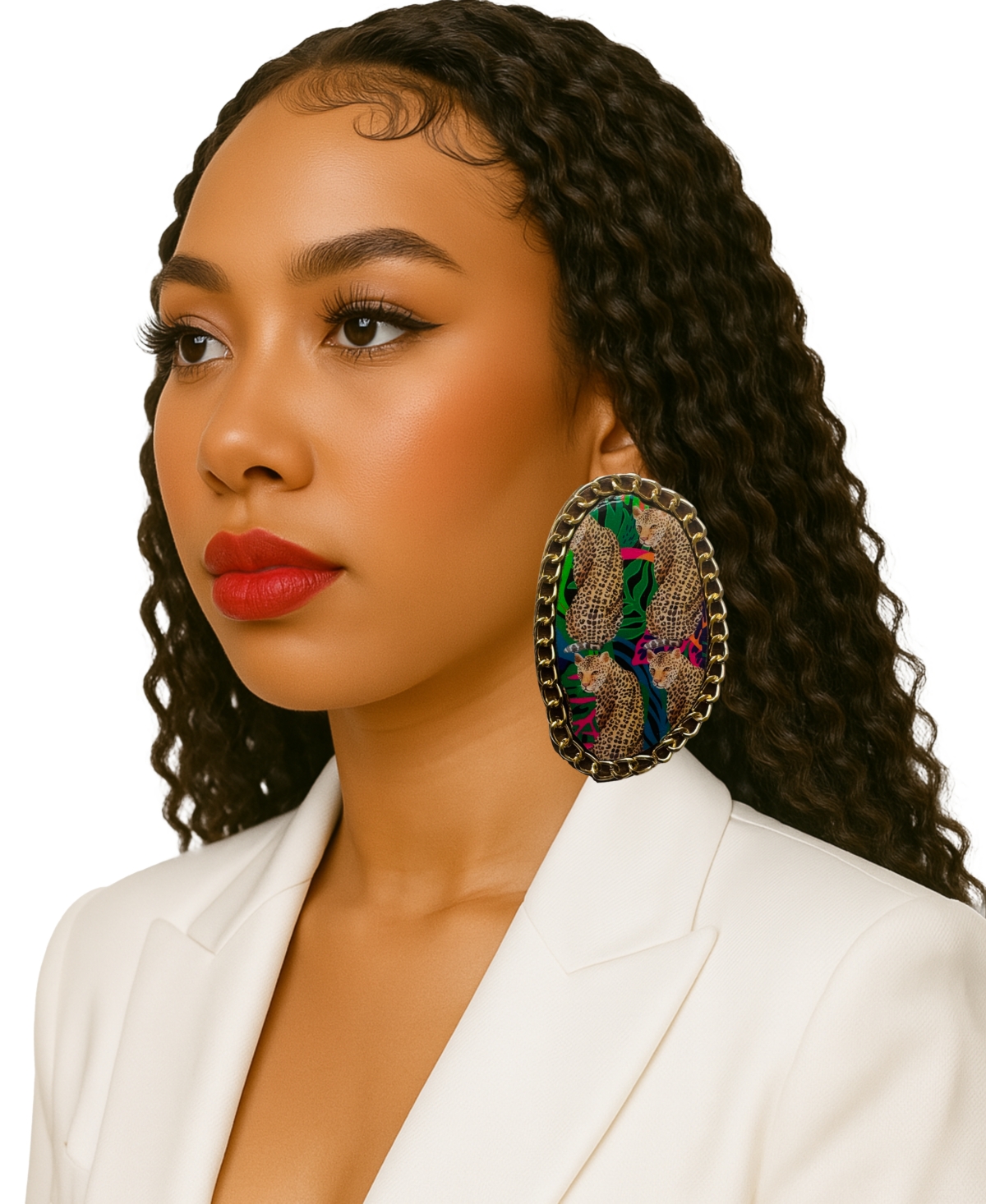 Swanky Designs Zia Chain Studs Statement Earrings In Multi