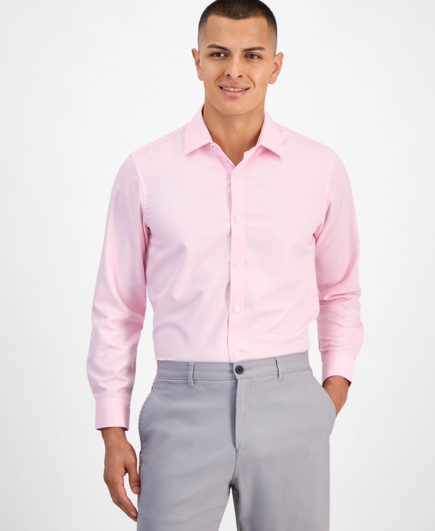Men's Four Way Stretch Geo Print Button Down Dress Shirt