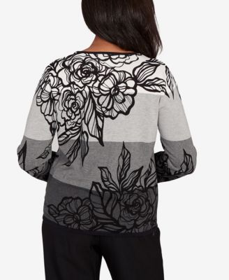 Petite Ombre Floral Stripe Sweater