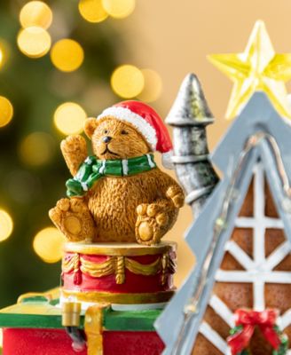 10.75" Lighted Resin Christmas Toy Market Village