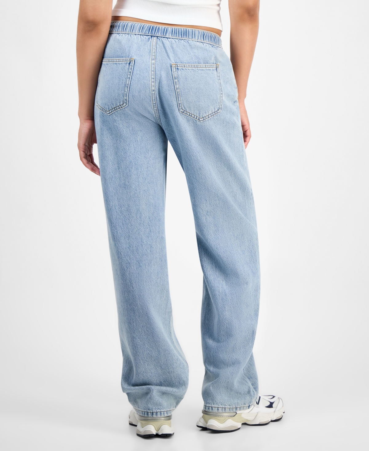 Indigo Rein Juniors' Cotton Wide-Leg Drawstring Jeans