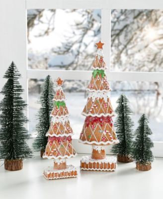Resin Christmas Tree Figurine, Set of 2