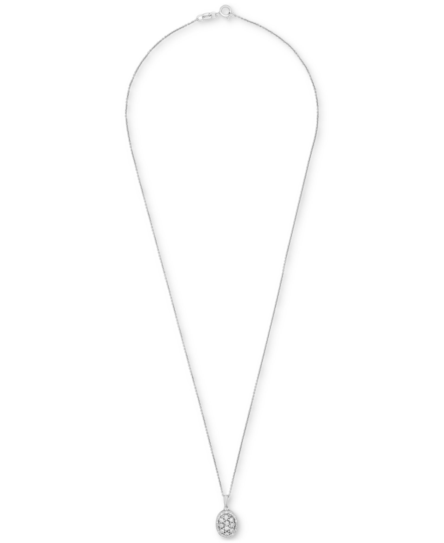 Diamond Octagon Halo Cluster 18" Pendant Necklace (1/10 ct. t.w.) in Sterling Silver