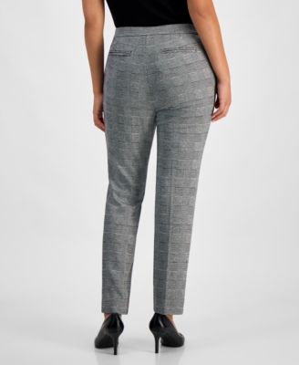 Petite Glen Plaid Straight-Leg Pants