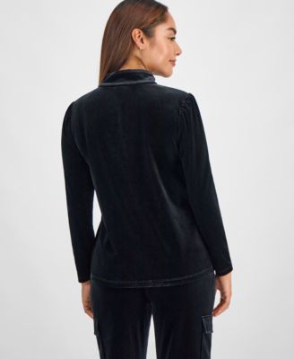 Petite Long-Sleeve Quarter-Zip Top