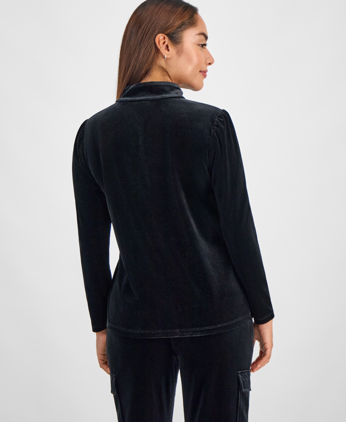 Ak Anne Klein Petite Long-Sleeve Quarter-Zip Top