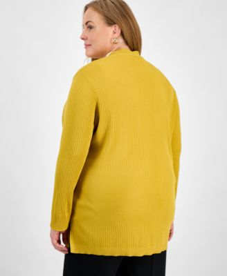 Plus Size Open-Front Long-Sleeve Cardigan