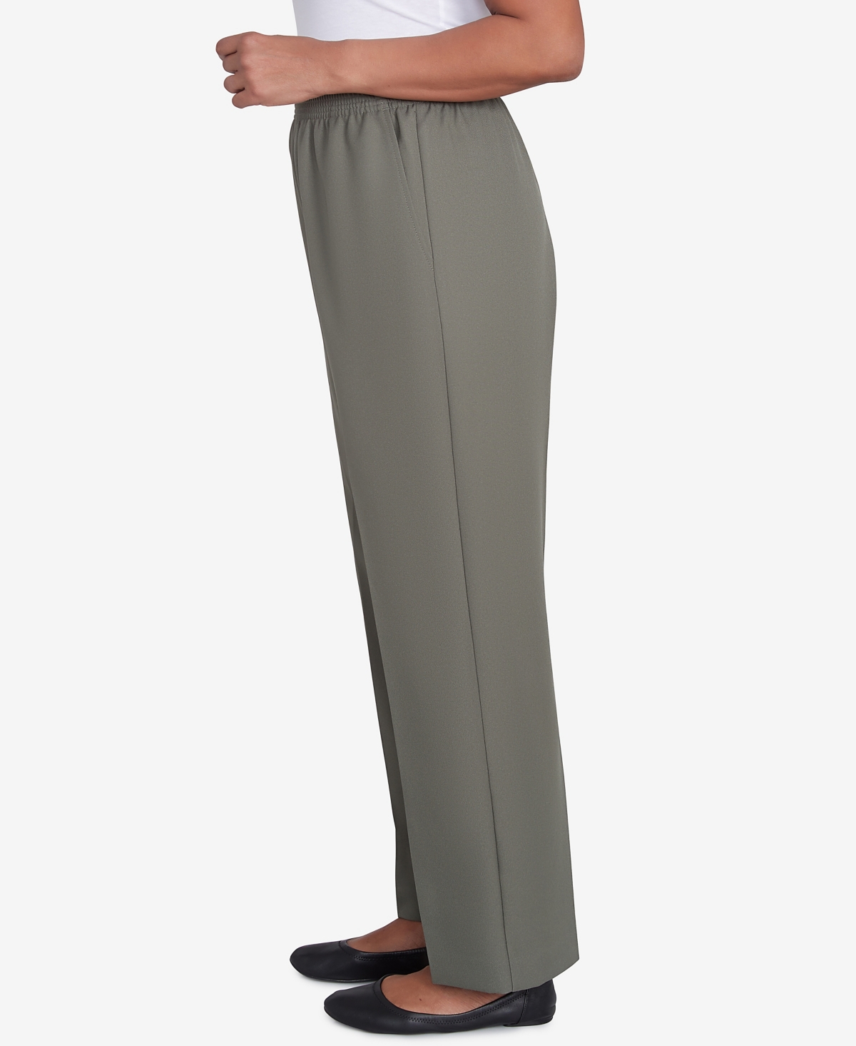 Alfred Dunner Petite Classic Full Elastic Short Mid Rise Pant In Gray