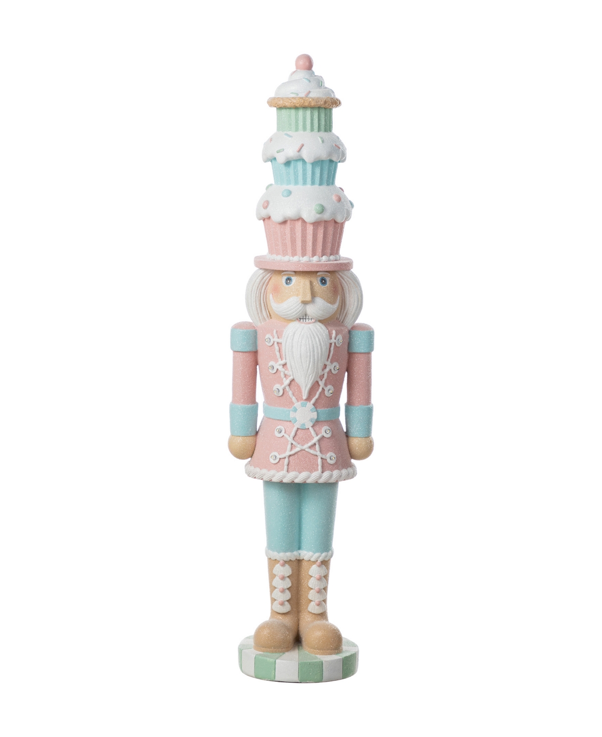 28" Lighted Macaron Resin Christmas Cupcake Nutcracker Porch Decor - Multi