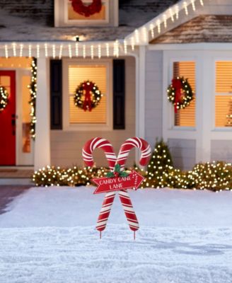 30" Metal Christmas Candy Cane Yard Stake