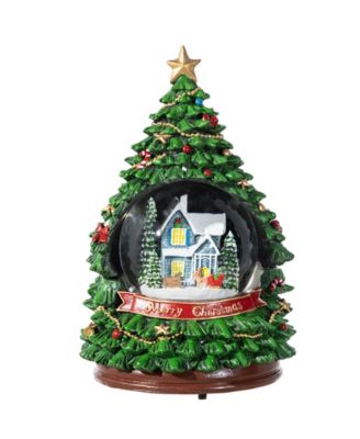 100mm Lighted Resin Christmas Musical Snowflakes Christmas Tree Water Globe