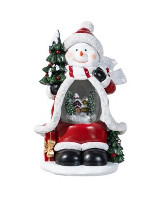 100mm Lighted Resin Christmas Snowflakes Snowman Water Globe