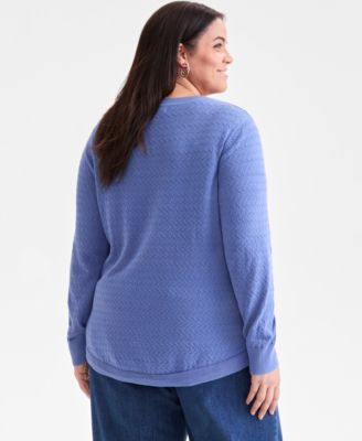 Plus Size Solid Crewneck Sweater