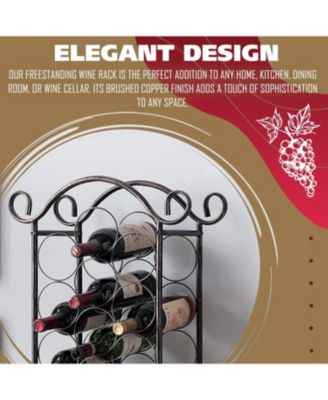 Floor Freestanding Metal Wine Rack, Wine Bottle Holder Stands, Wine Storage for Home Bar - Holds up to 21 Bottles