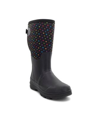 Womens Ditsy Dot Faux Fur Neoprene Wide Calf Cold Weather Boot