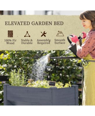 48" Fir Wood Raised Garden Bed w/ Tool Hooks,