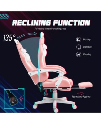 Cute Gaming Chair, Reclining Gamer Chair with Footrest,