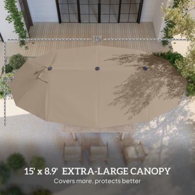 15' Backyard Double-Sided Steel Fabric Market Garden Umbrella