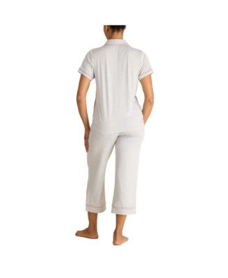 Women's BCBG MAXAZRIA Short Sleeve Notch Collar Top and Capri Pants Pajamas 2-Piece Set