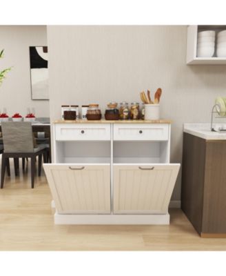 CASAINC E1 MDF Two Drawers and Dual Compartments for Kitchen Waste Storage Tilt-Out Trash Cabinet