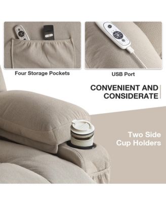 Power Lift Recliner Chair with Heat and Massage Electric Fabric Recliner Chair for Elderly