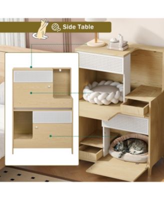 Furniture Style Multi-use Cat litter box house With 2 flip-down door